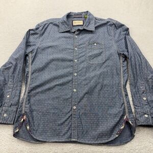 Robert Graham Tailored Fit Mens Blue Dotted Long Sleeve Button Up Shirt XL